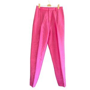 Ellen Tracy Pleated Front Tapered Leg Pants Womens Pink Minimalist Modern